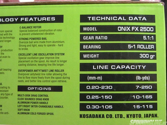 Изображение 1 : Обзор безынерционной катушки Kosadaka Onix FX2500